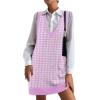 Zeagoo Womens Sweater Vest Dress Pattern Knitted Pullovers Sweaters V Neck Tank Sweater Dress with Pockets(Purple Houndstooth)