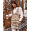 Zeagoo Womens Sweater Vest Dress Pattern Knitted Pullovers Sweaters V Neck Tank Sweater Dress with Pockets(Wavy Stripe Brown)