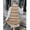 Zeagoo Womens Sweater Vest Dress Pattern Knitted Pullovers Sweaters V Neck Tank Sweater Dress with Pockets(Wavy Stripe Brown)