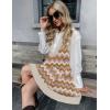 Zeagoo Womens Sweater Vest Dress Pattern Knitted Pullovers Sweaters V Neck Tank Sweater Dress with Pockets(Wavy Stripe Brown)