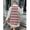 Zeagoo Womens Sweater Vest Dress Pattern Knitted Pullovers Sweaters V Neck Tank Sweater Dress with Pockets(Wavy Stripe Wine)