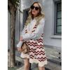 Zeagoo Womens Sweater Vest Dress Pattern Knitted Pullovers Sweaters V Neck Tank Sweater Dress with Pockets(Wavy Stripe Wine)