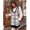 Zeagoo Womens Sweater Vest Dress Pattern Knitted Pullovers Sweaters V Neck Tank Sweater Dress with Pockets(White Plaid)