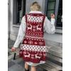 Zeagoo Womens Sweater Vest Dress Pattern Knitted Pullovers Sweaters V Neck Tank Sweater Dress with Pockets(Xmas Reindeer)