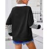 Zeagoo Womens Sweatshirt Henley V Neck Button Down Shirts Color Block Blouses Pullover 2025 Fall Business Casual Outfits(A02-black)