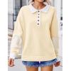 Zeagoo Womens Sweatshirt Henley V Neck Button Down Shirts Color Block Blouses Pullover 2025 Fall Business Casual Outfits(Cream Color)