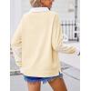 Zeagoo Womens Sweatshirt Henley V Neck Button Down Shirts Color Block Blouses Pullover 2025 Fall Business Casual Outfits(Cream Color)