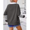 Zeagoo Womens Sweatshirt Henley V Neck Button Down Shirts Color Block Blouses Pullover 2025 Fall Business Casual Outfits(Dark Gray)
