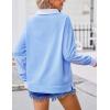 Zeagoo Womens Sweatshirt Henley V Neck Button Down Shirts Color Block Blouses Pullover 2025 Fall Business Casual Outfits(Light Blue)