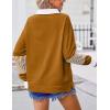 Zeagoo Womens Sweatshirt Henley V Neck Button Down Shirts Color Block Blouses Pullover 2025 Fall Business Casual Outfits(Light Brown)