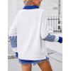 Zeagoo Womens Sweatshirt Henley V Neck Button Down Shirts Color Block Blouses Pullover 2025 Fall Business Casual Outfits(White)