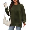 Zeagoo Womens Sweatshirt Long Sleeve Color Block Fleece Hoodies Fall Casual Crewneck Pullover Tunic Tops 2024(Army Green)
