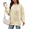Zeagoo Womens Sweatshirt Long Sleeve Color Block Fleece Hoodies Fall Casual Crewneck Pullover Tunic Tops 2024(Beige)