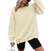 Zeagoo Womens Sweatshirt Long Sleeve Color Block Fleece Hoodies Fall Casual Crewneck Pullover Tunic Tops 2024(Beige)
