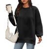 Zeagoo Womens Sweatshirt Long Sleeve Color Block Fleece Hoodies Fall Casual Crewneck Pullover Tunic Tops 2024(Black)