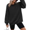 Zeagoo Womens Sweatshirt Long Sleeve Color Block Fleece Hoodies Fall Casual Crewneck Pullover Tunic Tops 2024(Black)
