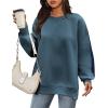 Zeagoo Womens Sweatshirt Long Sleeve Color Block Fleece Hoodies Fall Casual Crewneck Pullover Tunic Tops 2024(Blue)