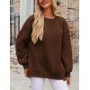 Zeagoo Womens Sweatshirt Long Sleeve Color Block Fleece Hoodies Fall Casual Crewneck Pullover Tunic Tops 2024(Dark Brown)
