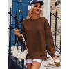Zeagoo Womens Sweatshirt Long Sleeve Color Block Fleece Hoodies Fall Casual Crewneck Pullover Tunic Tops 2024(Dark Brown)