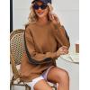 Zeagoo Womens Sweatshirt Long Sleeve Color Block Fleece Hoodies Fall Casual Crewneck Pullover Tunic Tops 2024(Light Brown)