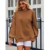 Zeagoo Womens Sweatshirt Long Sleeve Color Block Fleece Hoodies Fall Casual Crewneck Pullover Tunic Tops 2024(Light Brown)