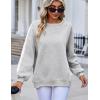 Zeagoo Womens Sweatshirt Long Sleeve Color Block Fleece Hoodies Fall Casual Crewneck Pullover Tunic Tops 2024(Light Grey)