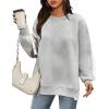 Zeagoo Womens Sweatshirt Long Sleeve Color Block Fleece Hoodies Fall Casual Crewneck Pullover Tunic Tops 2024(Light Grey)