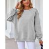 Zeagoo Womens Sweatshirt Long Sleeve Color Block Fleece Hoodies Fall Casual Crewneck Pullover Tunic Tops 2024(Light Grey)