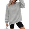 Zeagoo Womens Sweatshirt Long Sleeve Color Block Fleece Hoodies Fall Casual Crewneck Pullover Tunic Tops 2024(Light Grey)