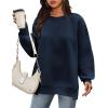 Zeagoo Womens Sweatshirt Long Sleeve Color Block Fleece Hoodies Fall Casual Crewneck Pullover Tunic Tops 2024(Navy)