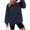 Zeagoo Womens Sweatshirt Long Sleeve Color Block Fleece Hoodies Fall Casual Crewneck Pullover Tunic Tops 2024(Navy)