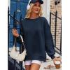 Zeagoo Womens Sweatshirt Long Sleeve Color Block Fleece Hoodies Fall Casual Crewneck Pullover Tunic Tops 2024(Navy)