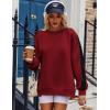 Zeagoo Womens Sweatshirt Long Sleeve Color Block Fleece Hoodies Fall Casual Crewneck Pullover Tunic Tops 2024(Wine Red)