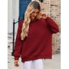 Zeagoo Womens Sweatshirt Long Sleeve Color Block Fleece Hoodies Fall Casual Crewneck Pullover Tunic Tops 2024(Wine Red)