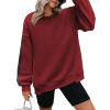 Zeagoo Womens Sweatshirt Long Sleeve Color Block Fleece Hoodies Fall Casual Crewneck Pullover Tunic Tops 2024(Wine Red)