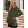 Zeagoo Women’s Sweatshirts Long Sleeve Crewneck Pullover Tops 2025 Fall Winter Trendy Side Zip Going Out Hoodies(Army Green)
