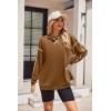 Zeagoo Women’s Sweatshirts Long Sleeve Crewneck Pullover Tops 2025 Fall Winter Trendy Side Zip Going Out Hoodies(Brown)