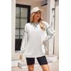 Zeagoo Women’s Sweatshirts Long Sleeve Crewneck Pullover Tops 2025 Fall Winter Trendy Side Zip Going Out Hoodies(White)