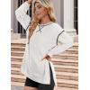 Zeagoo Women’s Sweatshirts Long Sleeve Crewneck Pullover Tops 2025 Fall Winter Trendy Side Zip Going Out Hoodies(White)