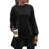 Zeagoo Womens Sweatshirts Plaid Patchwork Crewneck Preppy Long Sleeve Hoodie 2024 Trendy Teen Girls Flowy Pullover Top(Black)
