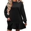 Zeagoo Womens Sweatshirts Plaid Patchwork Crewneck Preppy Long Sleeve Hoodie 2024 Trendy Teen Girls Flowy Pullover Top(Black)