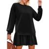 Zeagoo Womens Sweatshirts Plaid Patchwork Crewneck Preppy Long Sleeve Hoodie 2024 Trendy Teen Girls Flowy Pullover Top(Black)