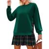Zeagoo Womens Sweatshirts Plaid Patchwork Crewneck Preppy Long Sleeve Hoodie 2024 Trendy Teen Girls Flowy Pullover Top(Green Plaid)