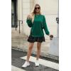 Zeagoo Womens Sweatshirts Plaid Patchwork Crewneck Preppy Long Sleeve Hoodie 2024 Trendy Teen Girls Flowy Pullover Top(Green Plaid)
