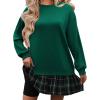 Zeagoo Womens Sweatshirts Plaid Patchwork Crewneck Preppy Long Sleeve Hoodie 2024 Trendy Teen Girls Flowy Pullover Top(Green Plaid)