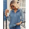Zeagoo Women’s Sweatshrits Quarter Zip Pullover Fleece Sweatshirt Casual Cable Knit Sleeve Hoodies Fashion Outfits Clothes(Navy Blue)