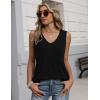 Zeagoo Womens Tank Tops 2026 Sleeveless Pleated V Neck Loose Fit Summer Clothes Flowy Boho Shirts(Black)