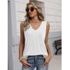 Zeagoo Womens Tank Tops 2026 Sleeveless Pleated V Neck Loose Fit Summer Clothes Flowy Boho Shirts(White)