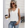 Zeagoo Womens Tank Tops 2026 Sleeveless Pleated V Neck Loose Fit Summer Clothes Flowy Boho Shirts(White)