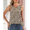 Zeagoo Womens Tank Tops 2026 Summer Pleated Scoop Neck Sleeveless Lace Crochet Boho Tops Dressy Casual Loose Fit Blouses(Beige Black Print)